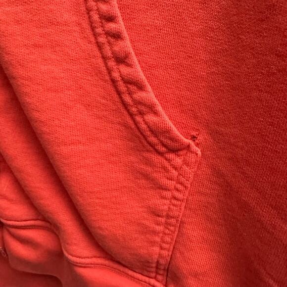 We The Free Red Orange Full Zip Hoodie Sweatshirt Exposed Seams Large *Flaw* - Picture 4 of 9